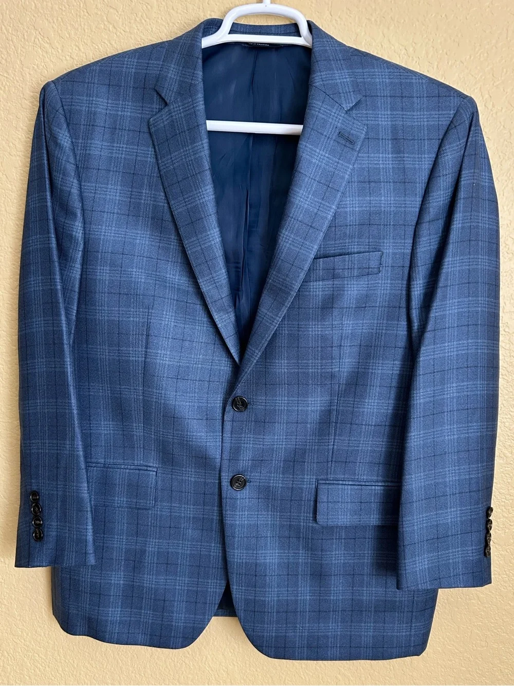 Ralph Lauren For Dillard’s Navy Blue Plaid Silk Wool Blend Sport Coat